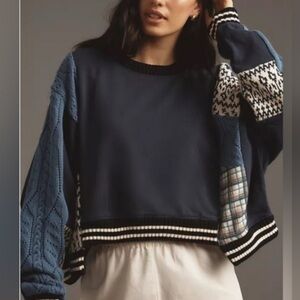 Pilcro Mixed Media Pullover Sweatshirt
